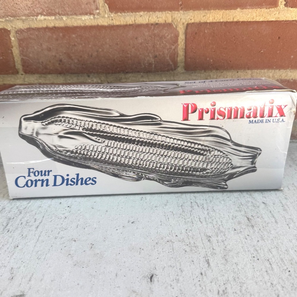Prismatix Set of 4 Sculpted Corn Dishes Clear Shatterproof Resin 10.75" USA Made